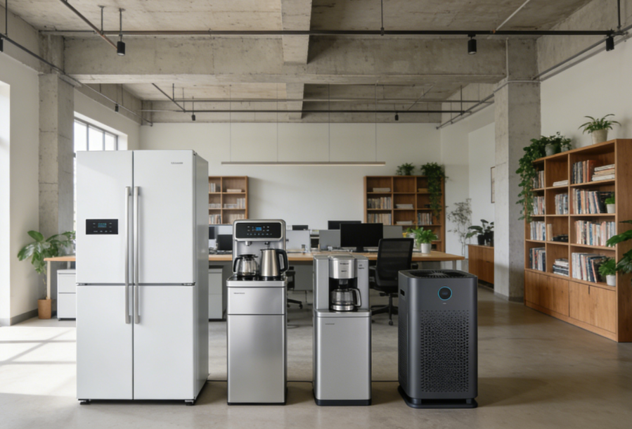 Electronics and appliance products on retail shelves